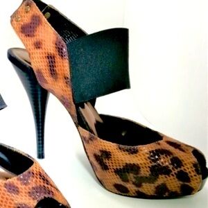 Vera Wang Cheetah Print Peep Toe Stiletto Heels